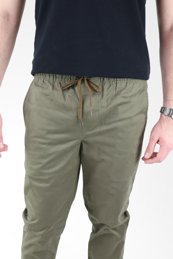 Jogger Casual Con Elástico En Cintura Verde Militar Para Hombre